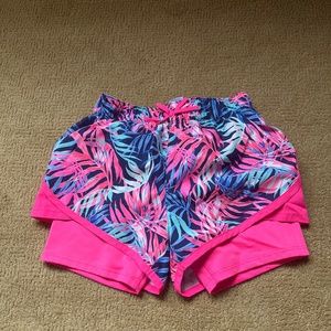 OshKosh Pink Blue and Green Palm Leaf Print Athletic Shorts